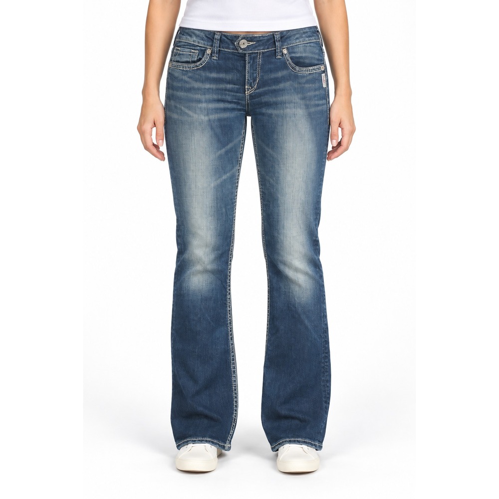 Silver Jeans Suki Womens 32x33 Bootcut Mid Rise Stretch Blue Denim